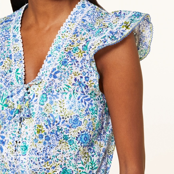 Poupette St Barth’s Floral Blue and Green Sleeveless Dress - Picture 4 of 8